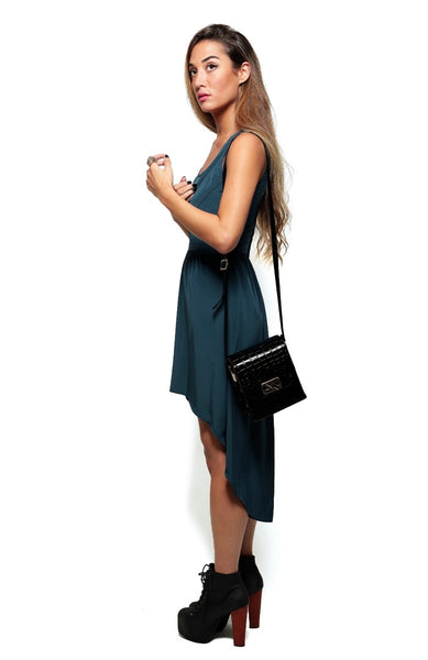 Silky Cutout Tail Dress - Navy