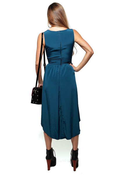 Silky Cutout Tail Dress - Navy
