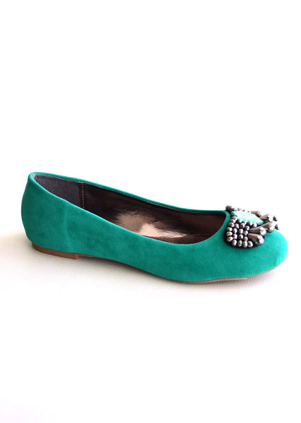 Jeweled Ballet Flats -Sea Green