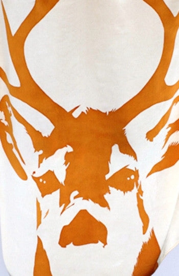 Ivory Silk Kimono with Orange Deer Back