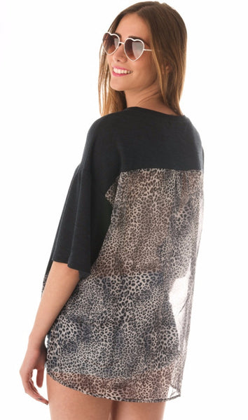 Animal Instinct Blouse - Navy