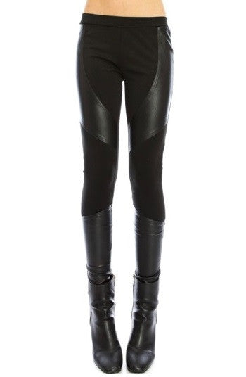 Hybrid Moto Black Leather Insert Leggings