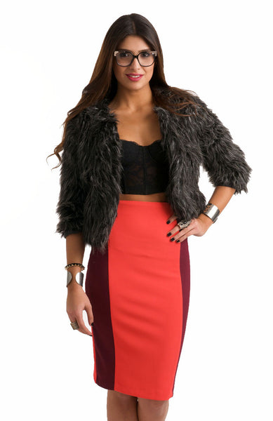 Gray Shag Crop Jacket