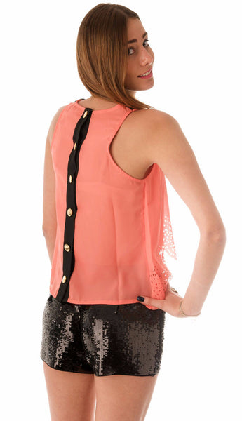 Peterpan Chiffon Top - Salmon