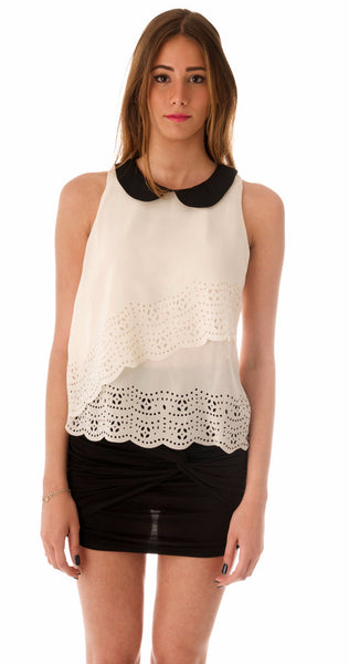 Peterpan Chiffon Top - Ivory