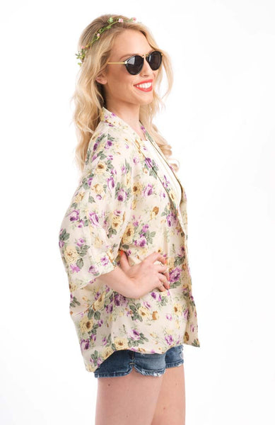 Floral Bloom Kimono - White