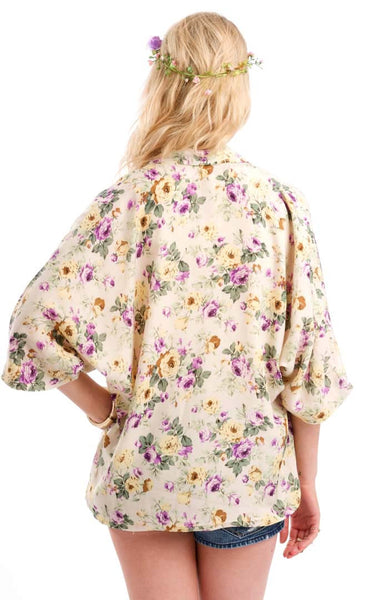 Floral Bloom Kimono - White