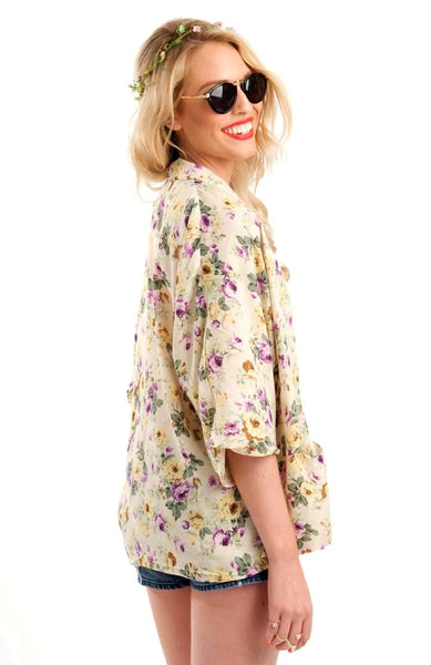 Floral Bloom Kimono - White