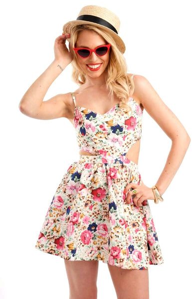 Floral Garden Cut-Out Dress