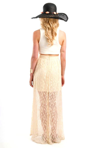 Lacy Summer Beige Maxi Skirt