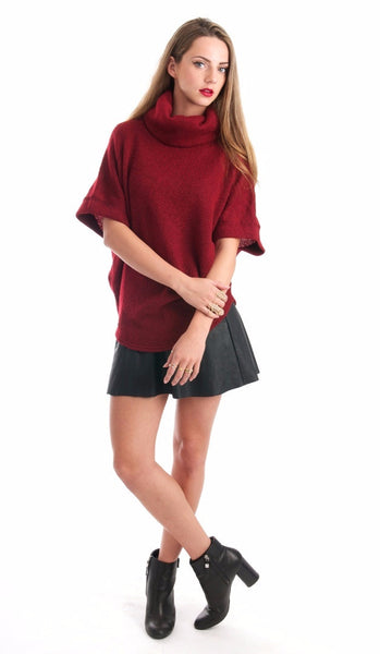 Marly Burgundy Turtleneck Top