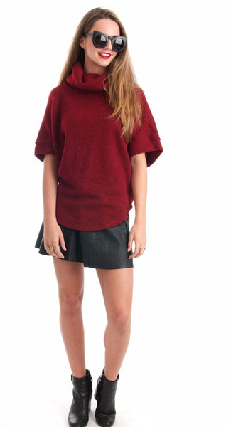 Marly Burgundy Turtleneck Top