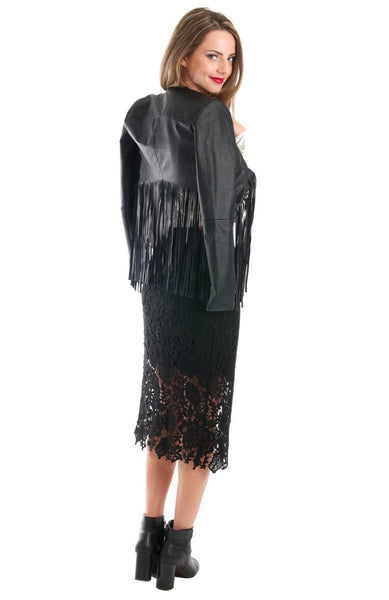 Grace The Lace Midi Black Pencil Skirt