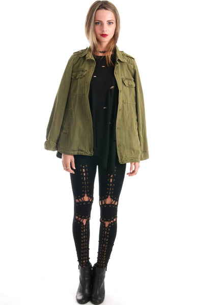 Lace Up Black Leggings