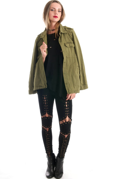 Lace Up Black Leggings