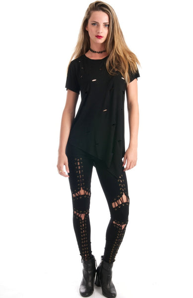 Lace Up Black Leggings