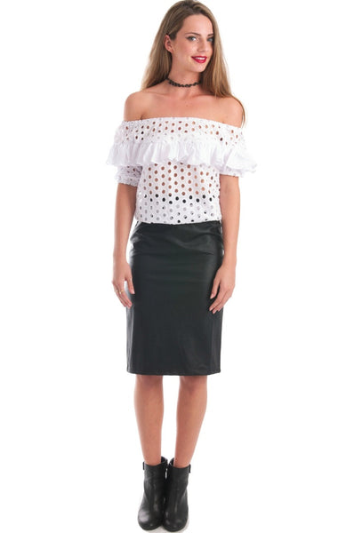 Layla White Eyelet Off Shoulder Top