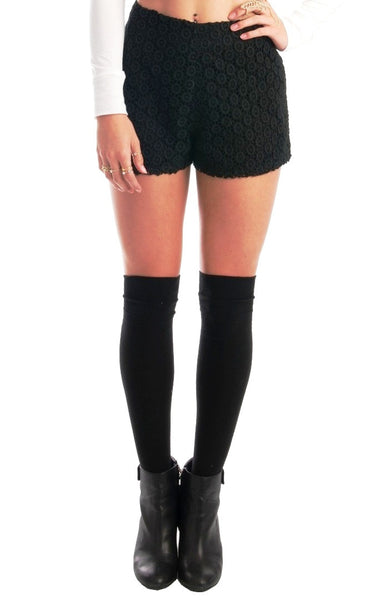 Daisy Black Crochet Shorts