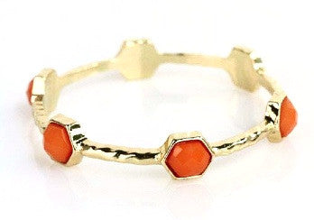 Gold Hexagon Bracelet - Coral