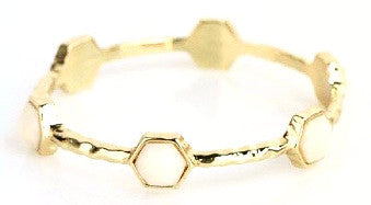 Gold Hexagon Bracelet - Ivory