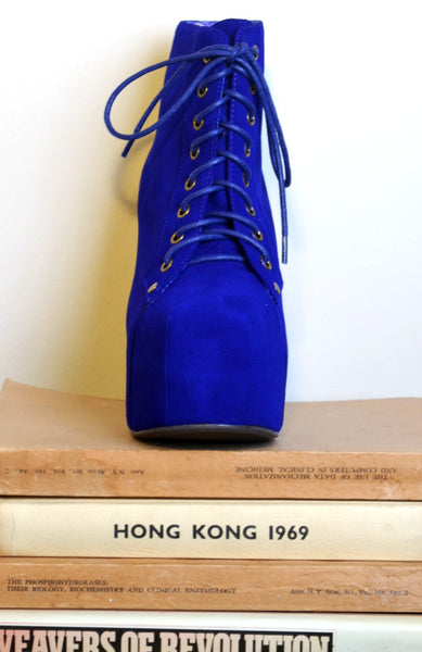 Lita Suede Platform Booties- Purple
