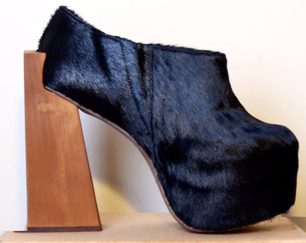 Locked Hair Platform Booties - Black