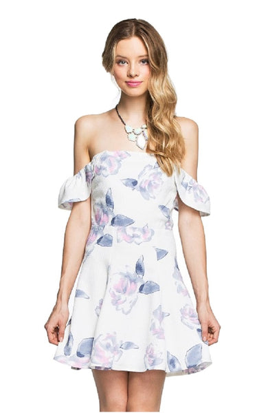 Lilly White Off Shoulder Floral Dress